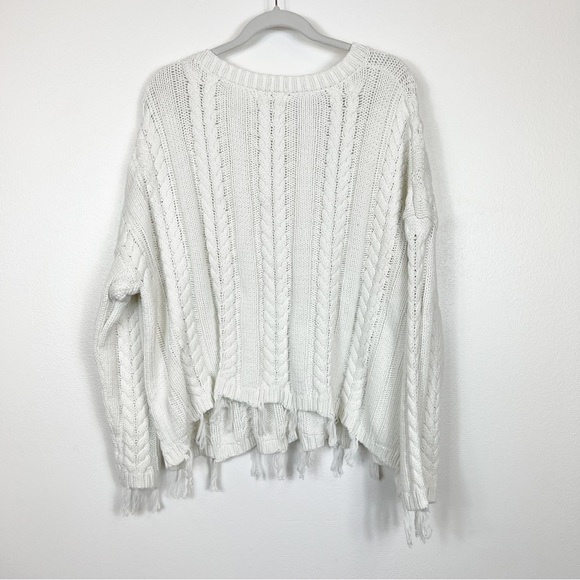 Umgee CableKnit Fringe Sweater Creamy White Size Medium - Picture 5 of 10